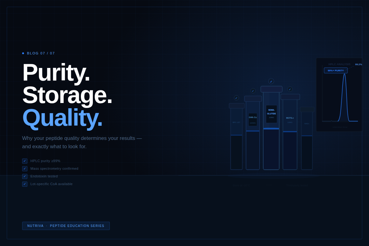 Purity, Quality, Storage, and Handling: The Foundation of Everything